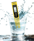 Digital TDS Meter Water Tester For Drinking Water,Pool And Aquarium Test Kit submerged in glass of water