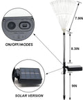 Diagram of Solar Garden Firework Lights 6 Pack Waterproof Outdoor 120 LED Sparklers with measurements and features