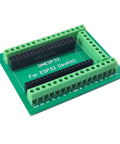 ESP32 DIN Rail Expansion Board With 30 And 38 Pin Connectors For Easy Plug And Play Industrial IoT On 35mm Rail Mount, green PCB