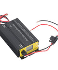 Heavy Duty Mppt Solar Charge Controller With Four Digit Display And High Efficiency Boost Technology For Rv Camper Van And Off Grid Power Zero Sweat Setup, angled view with wires.
