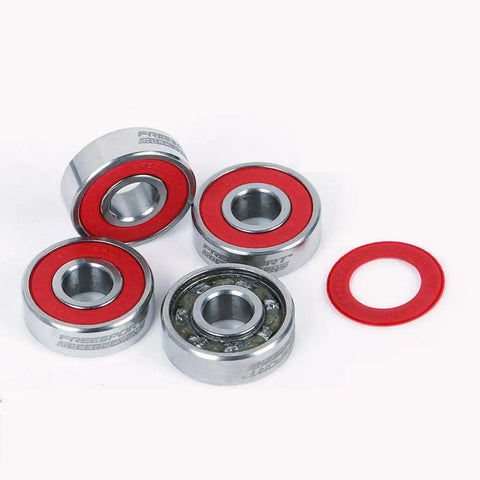 Full Steel 608 Bearings Pre Lubricated For Skateboards Longboards Inline Skates Scooters Pack Of 8, silver casing with red seals