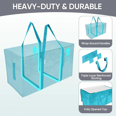 Diagram of Extra Large Moving Bags With Zippers And Handles Heavy Duty Waterproof Storage Bags for Closet Organization.