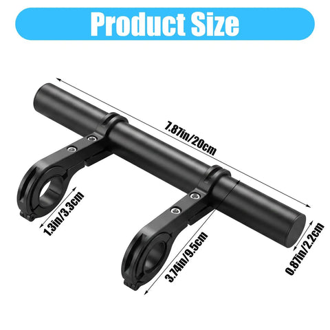 Bike Handlebar Extender Aluminum Alloy 7.87 Inch Mounting Bracket with dimensions and dual clamps