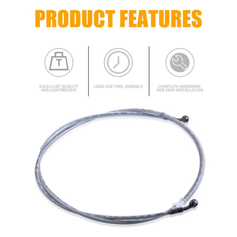 70 Inch Braided Hydraulic Brake Hose Line With 10mm Banjo Ends for GY6 Scooters ATVs Dirt Bikes Go Karts shown with product features