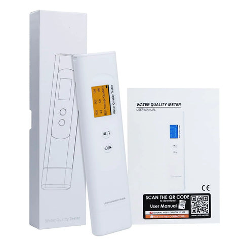 6 In 1 Portable Water Quality Tester For Drinking Water With TDS TOC COD EC UV275 And Temperature Digital Water Quality Meter displayed with box
