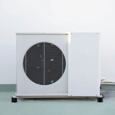 Outdoor AC unit with Six Pack M6 Rubber Isolator Mounts With Studs 20x15mm Vibration Absorbers for vibration control support.