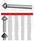 Industrial M2 HSS Countersink Drill Bits Set For Stainless Steel Metal Aluminum And Wood 90 Degree 3 Flutes For Flush Screw Heads And Deburring DIY Kit dimensions chart