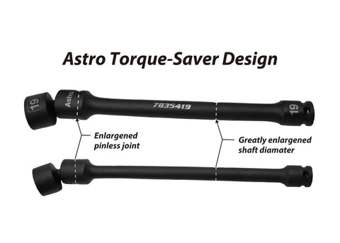 Ten-Piece 3/8 Inch Drive Pinless Universal Torque-Saver Impact Extension Socket Set Metric 9 Inch Long close-up view