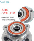 Close-up of Front Wheel Bearing And Hub Assembly For Jeep Wagoneer Wrangler Budget Friendly Fit 1990 1995 1997 1998 Cherokee 1990 1998 Grand Wagoneer 1993 Grand Cherokee 1993 1998 Comanche MJ 1990 1992 4x4 5 Lug Without ABS highlighting ABS components.