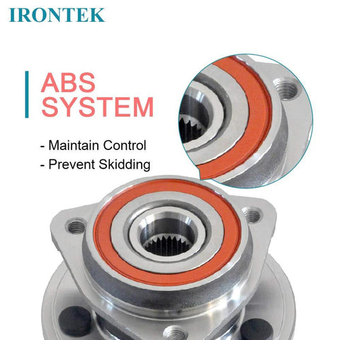 Close-up of Front Wheel Bearing And Hub Assembly For Jeep Wagoneer Wrangler Budget Friendly Fit 1990 1995 1997 1998 Cherokee 1990 1998 Grand Wagoneer 1993 Grand Cherokee 1993 1998 Comanche MJ 1990 1992 4x4 5 Lug Without ABS highlighting ABS components.