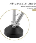 Four Piece Universal Adjustable Furniture Leveling Feet With Heavy Duty Swivel Base And Screw Thread Glides M8 M10 M12 Set showing adjustable angle for stability.