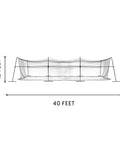 40 Foot Collapsible Batting Cage For Backyard Or Indoor Baseball And Softball Practice With A Heavy Duty Rust Resistant Steel Frame And UV Protected Net Black Frame Easy Setup Durable Year Round Hittin Cage, dimensions shown