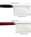Front view of 2-pack crinkle cutter set with black and red handles, stainless steel wavy blades, about 7.7 in long