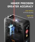 Internal view of 2 In 1 Laser Distance Meter And Digital Tape Measure With 165 Ft Range showing precision components and laser beam.