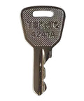 Six 4241A Ignition Keys With Loreto Logo In Silver Metal Replacement Key Set For Lifts And Elevating Platforms, Durable Cross-Hatch Head Keys, 6 Pack Included, TEKNIC 4241A close-up