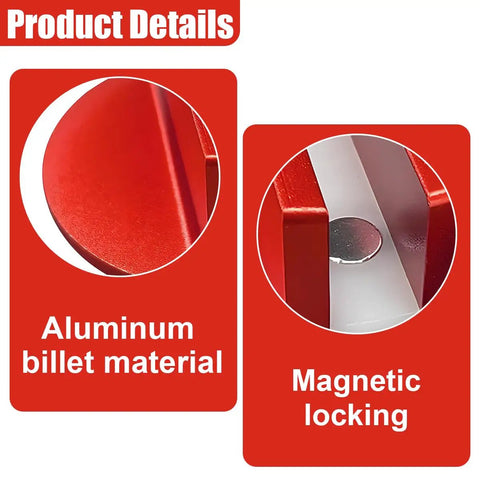 Close-up of Universal Magnetic Jack Pad 0.37 Inch Slotted Jack Puck Pinch Weld Frame Rail Adapter showing aluminum material and magnet.