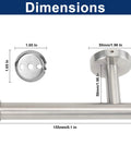 Dimensions of Stainless Steel Toilet Paper Holder Wall Mounted 6 Inch Length SUS304 Rustproof Brushed Nickel Finish with anti-rotation bracket.