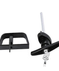 Heavy Duty Shed Door Latch Kit With T Handle And D Handle For 4.5 Inch Thick Doors, 4.5 And 5.5 Inch Stem, Black Powder Coated Finish, Includes 4 Keys, Screws And Allen Wrench, Barn Storage Door Lock Set, black metal T and D handles with keys