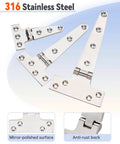 316 Stainless Steel T Hinges 8X4 Heavy Duty With Screws For Hatch Gate Door Fence Barn Cabinets Windows 4 Pack, mirror-polished finish