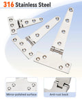Heavy Duty 316 Marine Grade Stainless Steel T Hinges 8 By 4 Inches with mirror-polished surface for outdoor use.