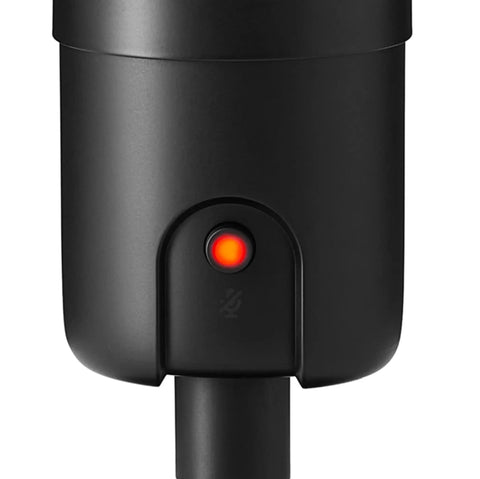 Close-up of mute button on Condenser USB Microphone For PC With Cardioid Pickup, Ideal For Streaming, Recording, and Podcasting.
