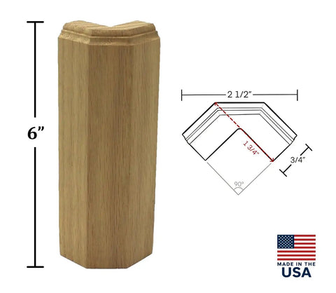 Oak Square Outside Corner Base Block For Baseboards One And Three Quarters Inch By One And Three Quarters Inch By Six Inch DIY