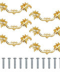 Six Piece European Style Vintage Cabinet Handles Pulls 5 Inch Alloy Antique Golden Drawer Knobs with Screws