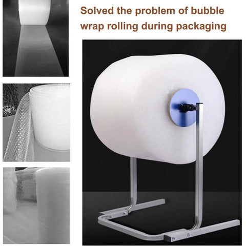 Heavy Duty Floorstanding Bubble Wrap Dispenser Built Rock Solid For Packaging Moving Shipping, showing the durable roll holder with a bubble wrap roll.