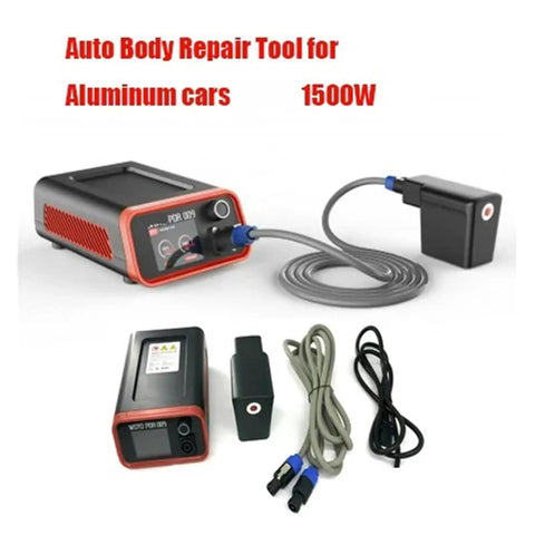 Powerful 1500W Car Dent Repair Kit with dent puller, magnetic induction heater, and cables for aluminum panels.
