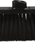 Light Industrial Broom Head With Stiff Polypropylene Bristles Hella Tough 11 Inch Sweep Design showing black bristles.