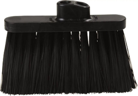 Light Industrial Broom Head With Stiff Polypropylene Bristles Hella Tough 11 Inch Sweep Design showing black bristles.