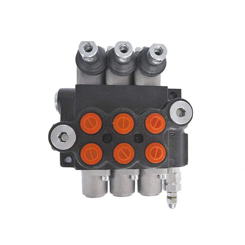 Triple Spool 13GPM 3600PSI Hydraulic Directional Control Valve With SAE Ports Double Acting For Small Tractors Loaders And Log Splitters Built Tough Cast Iron Construction For Long Lasting Performance