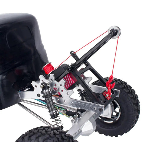 Rear view of Rescue Tow Truck Wrecker Kit DIY Tool For One Tenth Scale RC Crawlers featuring CNC machined aluminum alloy, anodized finish.