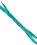 Teal polyester lift sling strap, 2in wide by 2ft long, flat eye, heavy-duty 2-ply