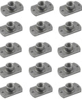 15 Pack Heavy Duty M6 T Shaped Weld Nuts For Furniture Frame Assembly Industrial Grade Rust Proof Steel Positioning Fasteners in gray.