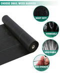Heavy Duty Weed Barrier Landscape Fabric 5oz Pro Grade Ground Cover Anti Weed Mat With High Permeability Easy Install For Outdoor Use 4ft By 100ft Lawn Garden displaying roll and features.
