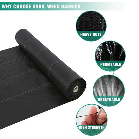 Heavy Duty Weed Barrier Landscape Fabric 5oz Pro Grade Ground Cover Anti Weed Mat With High Permeability Easy Install For Outdoor Use 4ft By 100ft Lawn Garden displaying roll and features.