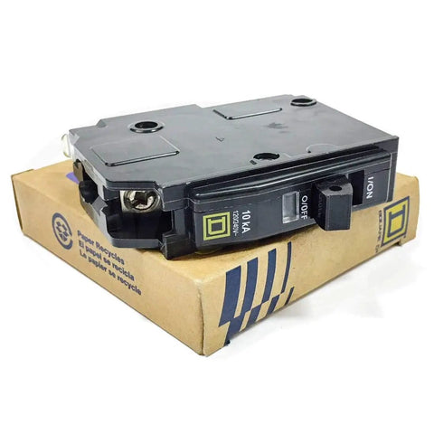 QOB120 Bolt-On 20 Amp 1 Pole Circuit Breaker For 120/240V Systems on packaging