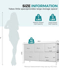 Sleek White Dresser For Bedroom, Wide Chest Of Drawers showing size information and load capacity for storage.
