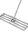 30 Inch Lawn Leveling Rake With 7 Foot Adjustable Handle Heavy Duty Stainless Steel Rustproof Yard Rake shown on white background