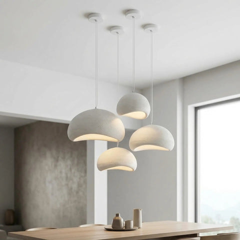 Wabi Sabi 40cm Pendant Light Lit For Dining Room, Kitchen Island, And Hallways, Modern Hanging Lamp With E26 Base in matte white