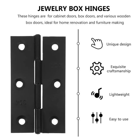 Black Stainless Steel Cabinet Door Hinges With Screws For Easy Opening And Closing Foldable Butt Hinges For Wooden Box Doors