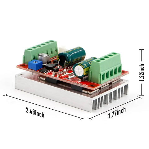 350W 6 To 60 Volts Three Phase PWM DC Brushless Motor Speed Controller with Hall Sensor, side view showing dimensions.