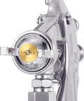 Close-up of Pro Level Spray Gun With 3.0mm Stainless Steel Nozzle and brass tip detail for precise fluid control.