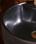 Super Chic Handmade Vessel Sink With Faucet And Drain Overflow Basin For Indoor Outdoor Bathroom Vanity Top Hella Easy Setup stunning smooth black bowl.