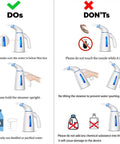Image illustrating dos and don'ts of using Portable Clothes Steamer for Wrinkle Removal Easy To Use Handheld Travel Steam Iron.