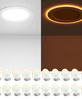 20 Pack 6 Inch Led Recessed Lights With Night Light Mode showing white and warm amber lighting, ideal for versatile home use.