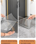 Heavy Duty Adhesive Mats To Trap Dust And Grime Effortlessly Peel And Replace Sticky Floor Pads For Cleanrooms Clinics And Construction Sites No Sweat Cleanup 300 Sheets Roll, showcasing clear adhesive mat being applied.