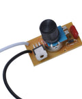 Smooth Rotary Dimmer Switch With Knob For 200 Watt Bulbs, 120 Volt Manual Control Replacement For Led Halogen And Incandescent Lights No Sweat Install For Indoor And Outdoor Settings circuit board with dimmer knob and wires.