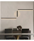 Modern Minimalist Three-Stage Creative Pendant Light Dining Table Indoor Living Room Bar Golden/Black LED Light (Colour: BlackDimmable Size: L100-W10-H150) (Blackwarmlight L100) in elegant setting above dining table.